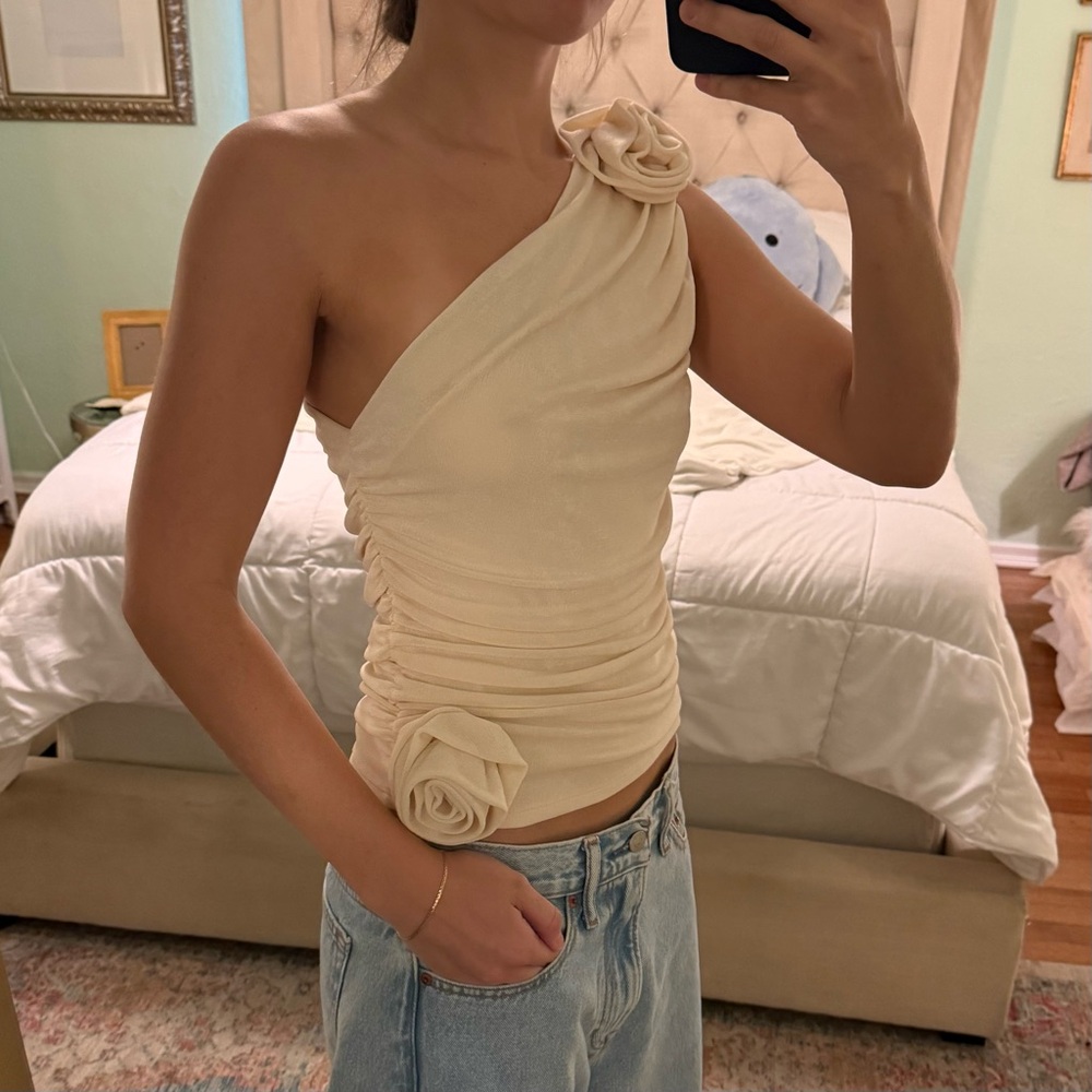 Anthropologie Cream Flower Top